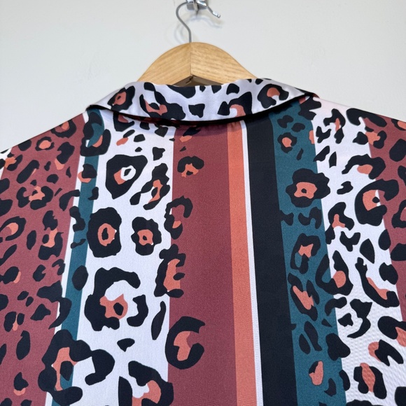 ASOS | Animal Print Stripe Lightweight Charmeuse Satin Oversized Boxy Blouse - Picture 7 of 15